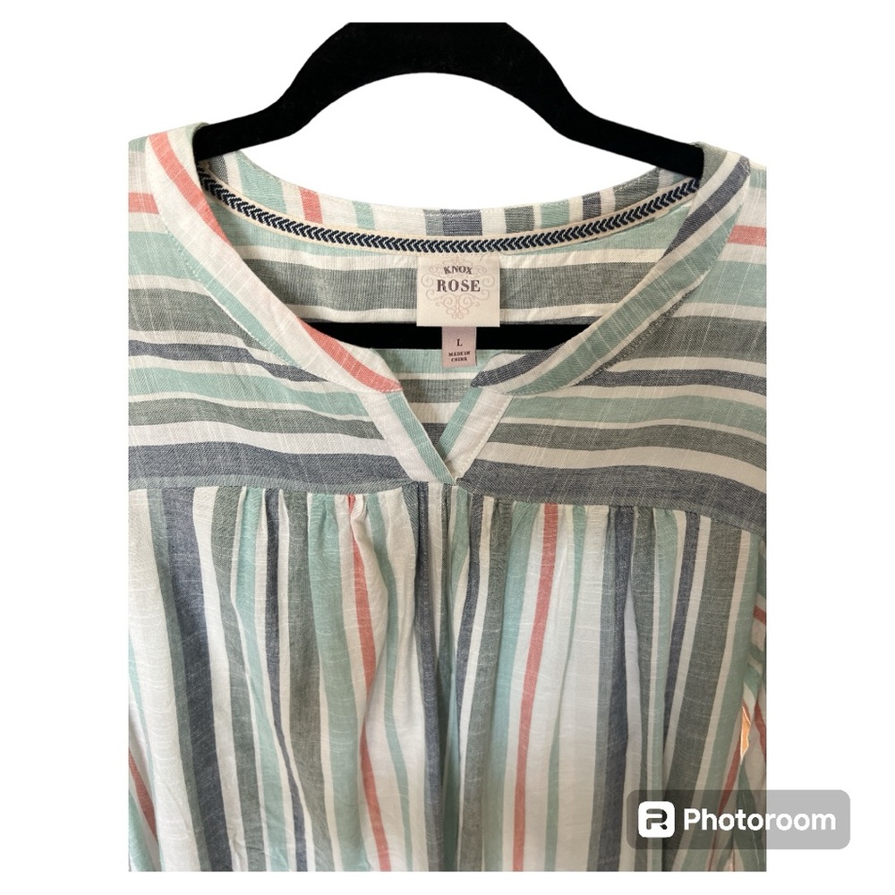 Knox Rose women’s striped peasant top size Large - Picture 3 of 6